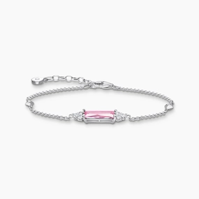 Thomas Sabo Sterling Silver Pink White Stones Bracelet