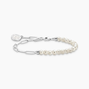 Thomas Sabo Sterling Silver White Pearl Charmista Member Charm Bracelet with Coin