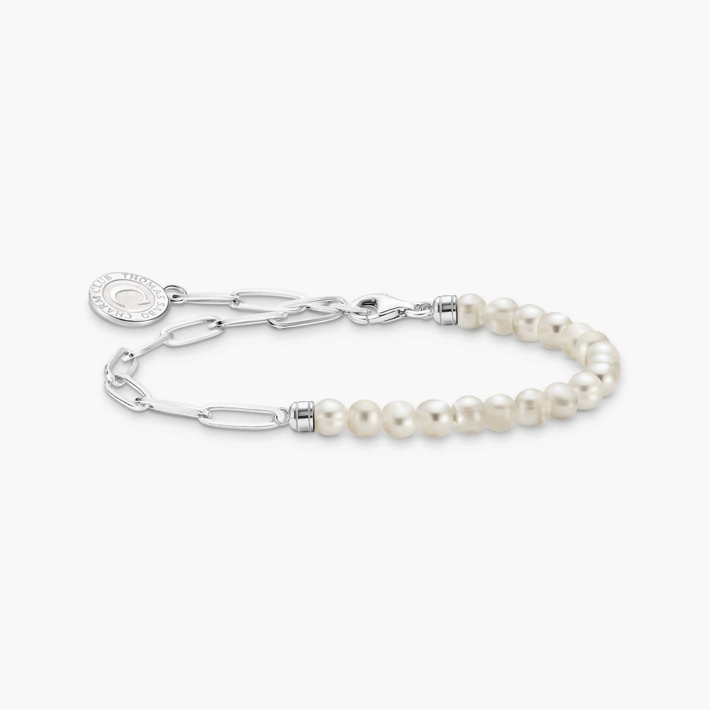 Thomas Sabo Sterling Silver White Pearl Charmista Member Charm Bracelet with Coin