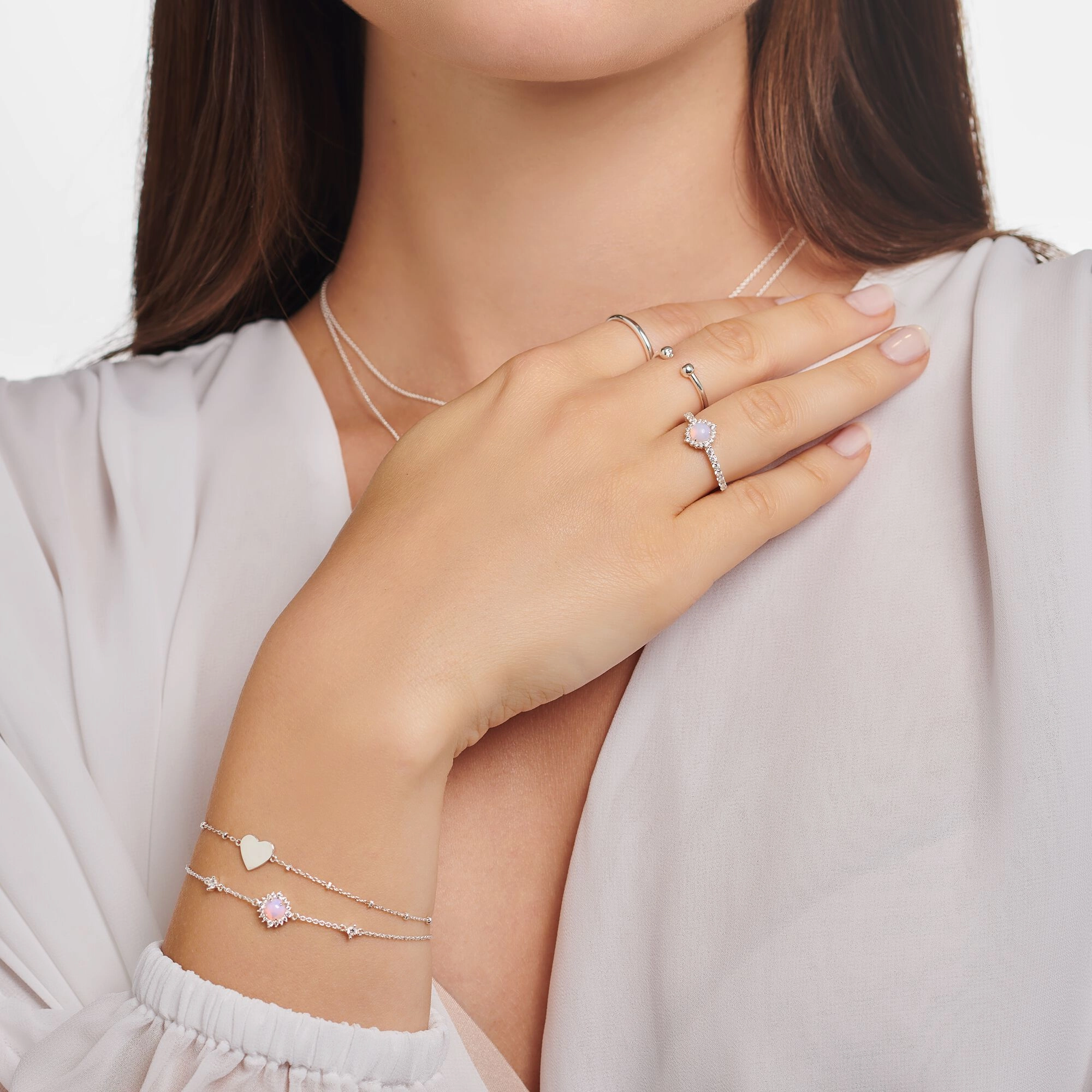 Thomas Sabo True Romance Sterling Silver Pink CZ Cocktail Ring D
