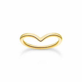 Thomas Sabo Yellow Gold Plated Sterling Silver V-Shape Ring D