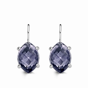 Ti Sento Earrings Drop Silver And Purple Cubic Zirconia Marquise