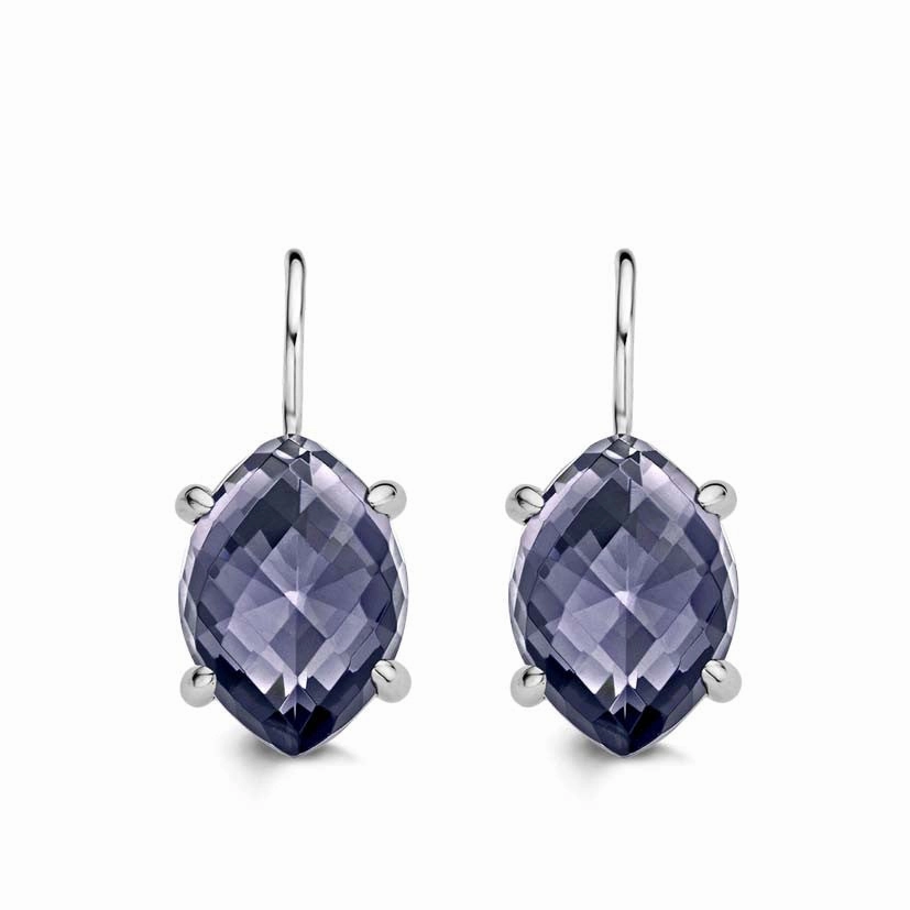 Ti Sento Earrings Drop Silver And Purple Cubic Zirconia Marquise