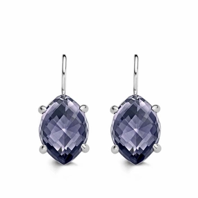 Ti Sento Earrings Drop Silver And Purple Cubic Zirconia Marquise
