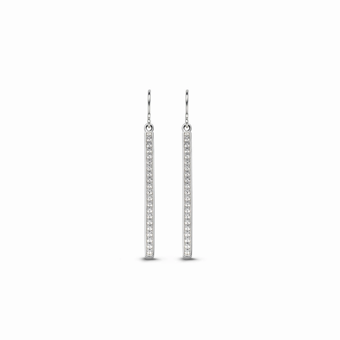 Ti Sento Earrings Drop Silver And White Cubic Zirconia Bar