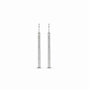 Ti Sento Earrings Drop Silver And White Cubic Zirconia Bar