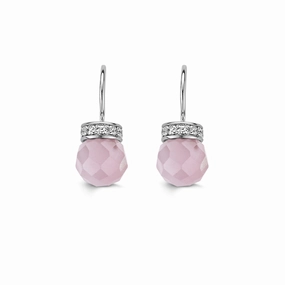 Ti Sento Earrings Drop Silver With Pink And White Cubic Zirconia Bead