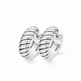 Ti Sento Earrings Hoop Silver 18mm Heavy Twist