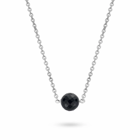 Ti Sento Necklace Silver And Faceted Black Cubic Zirconia