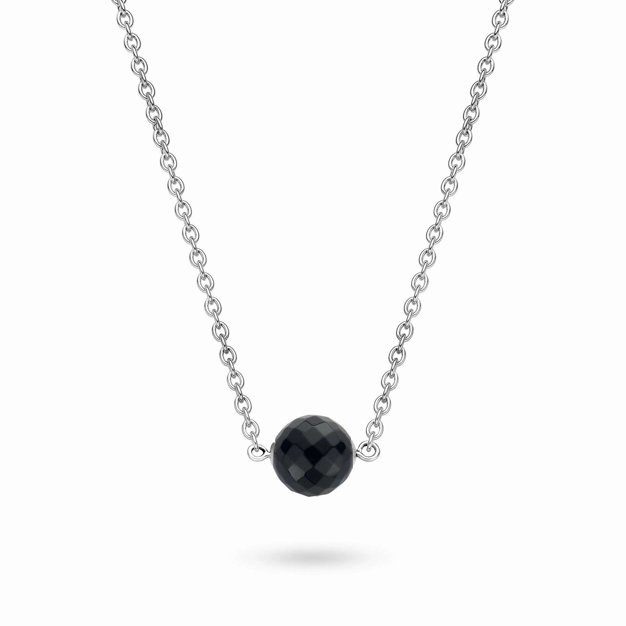 Ti Sento Necklace Silver And Faceted Black Cubic Zirconia