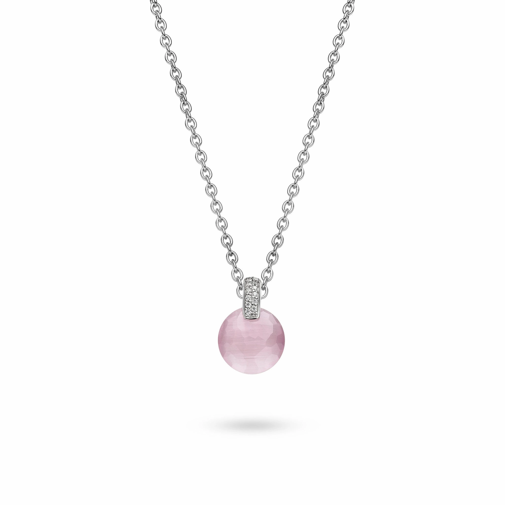 Ti Sento Pendant Silver With White And Pink Cubic Zirconia Round
