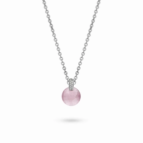 Ti Sento Pendant Silver With White And Pink Cubic Zirconia Round
