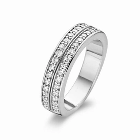 Ti Sento Ring Silver And White Cubic Zirconia 2 Row