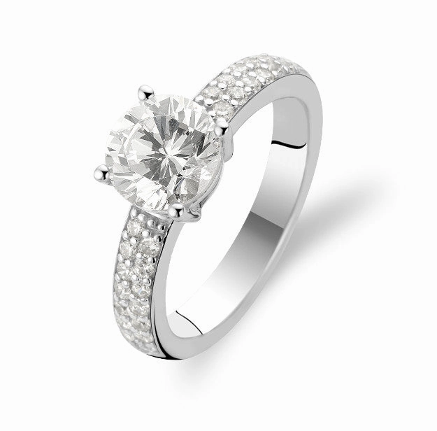 Ti Sento Ring Silver And White Cubic Zirconia Claw Set