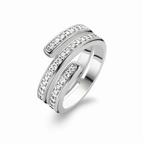 Ti Sento Ring Silver And White Cubic Zirconia Spiral