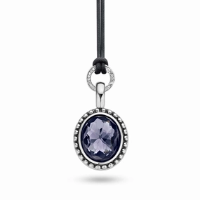 Ti Sento Sterling Silver Blue Crystal Beaded Oval Pendant D