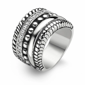 Ti Sento Sterling Silver Cubic Zirconia Multi Band Wide Ring D