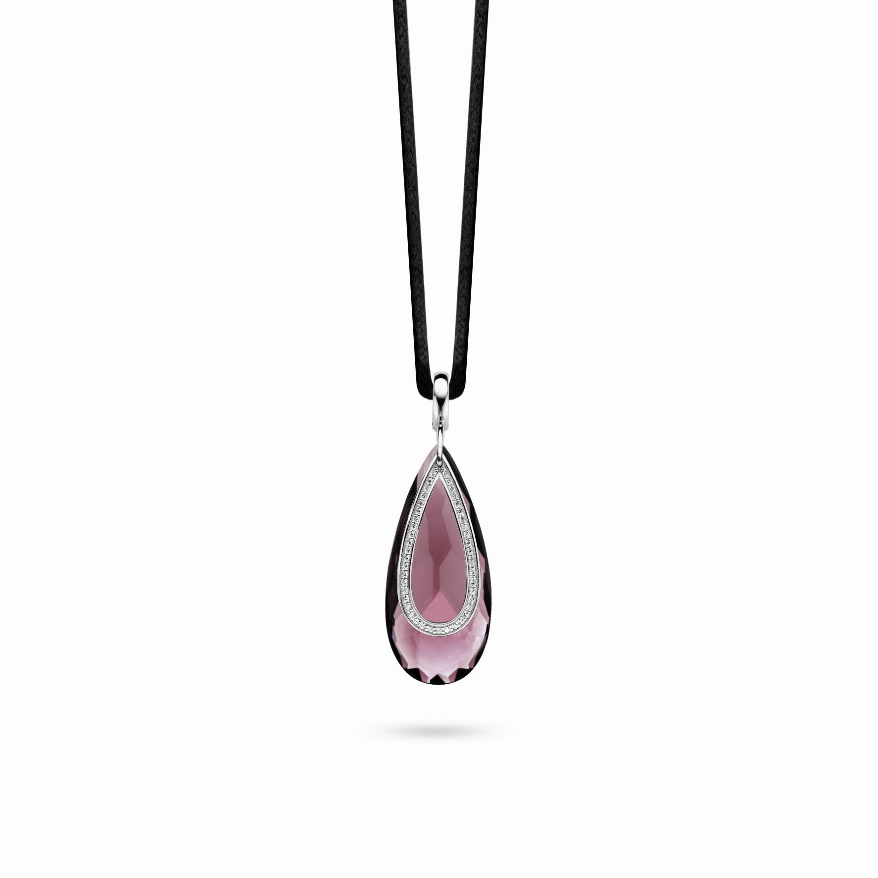 Ti Sento Sterling Silver Purple Cubic Zirconia Pear Drop Pendant