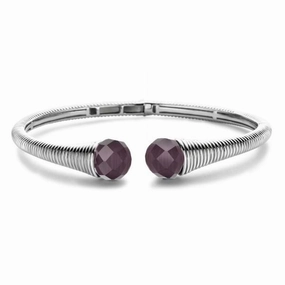 Ti Sento Sterling Silver Purple Cubic Zirconia Tapered Bangle D