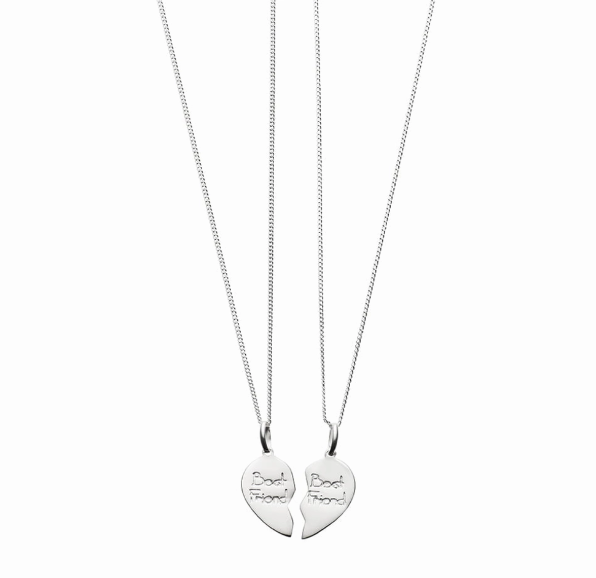 Tiny Treasures - Best Friend Hearts Silver Necklace