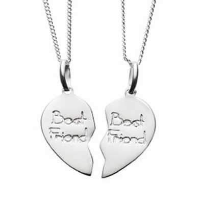 Tiny Treasures - Best Friend Hearts Silver Necklace