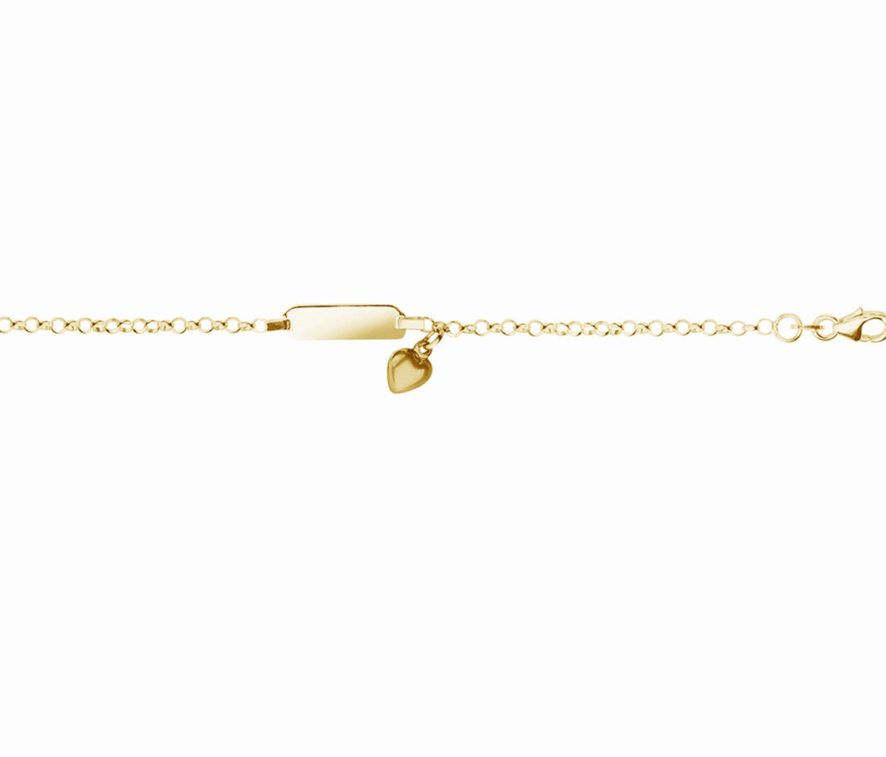 Tiny Treasures Gold Plated Sterling Silver Baby ID Plate Bracelet with Heart Charm