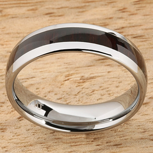 Tungsten Carbide Cocobolo (Red Wood) Oval Wedding Ring 6mm