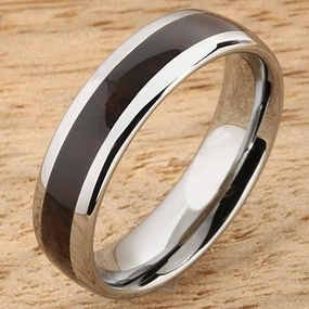 Tungsten Carbide Cocobolo (Red Wood) Oval Wedding Ring 6mm