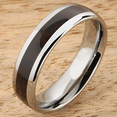 Tungsten Carbide Cocobolo (Red Wood) Oval Wedding Ring 6mm