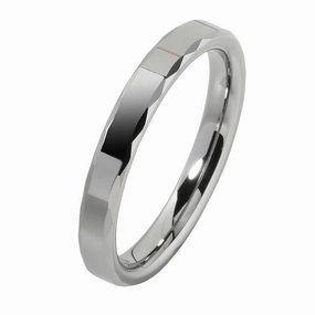 Tungsten Carbide High Polished Diamond Cut Edge Wedding Ring 3mm