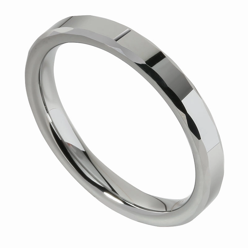 Tungsten Carbide High Polished Diamond Cut Edge Wedding Ring 3mm