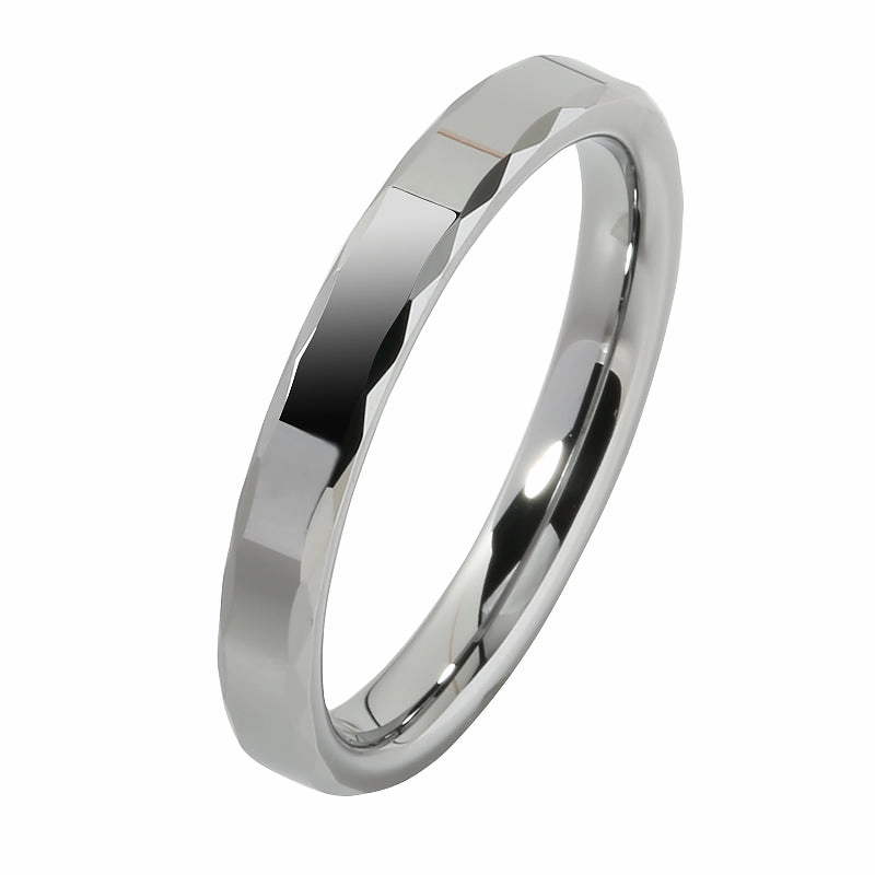 Tungsten Carbide High Polished Diamond Cut Edge Wedding Ring 3mm