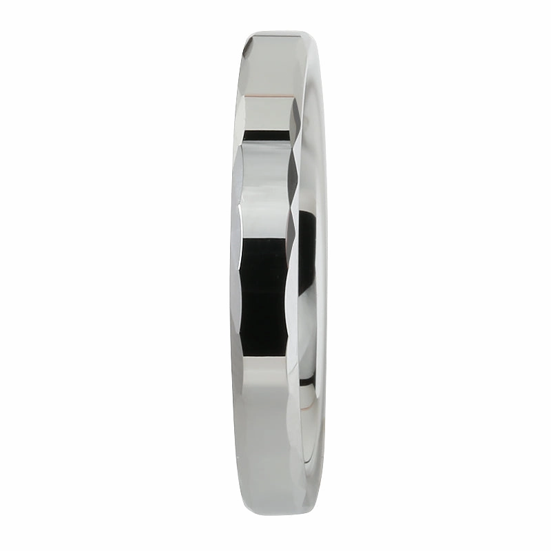 Tungsten Carbide High Polished Diamond Cut Edge Wedding Ring 3mm