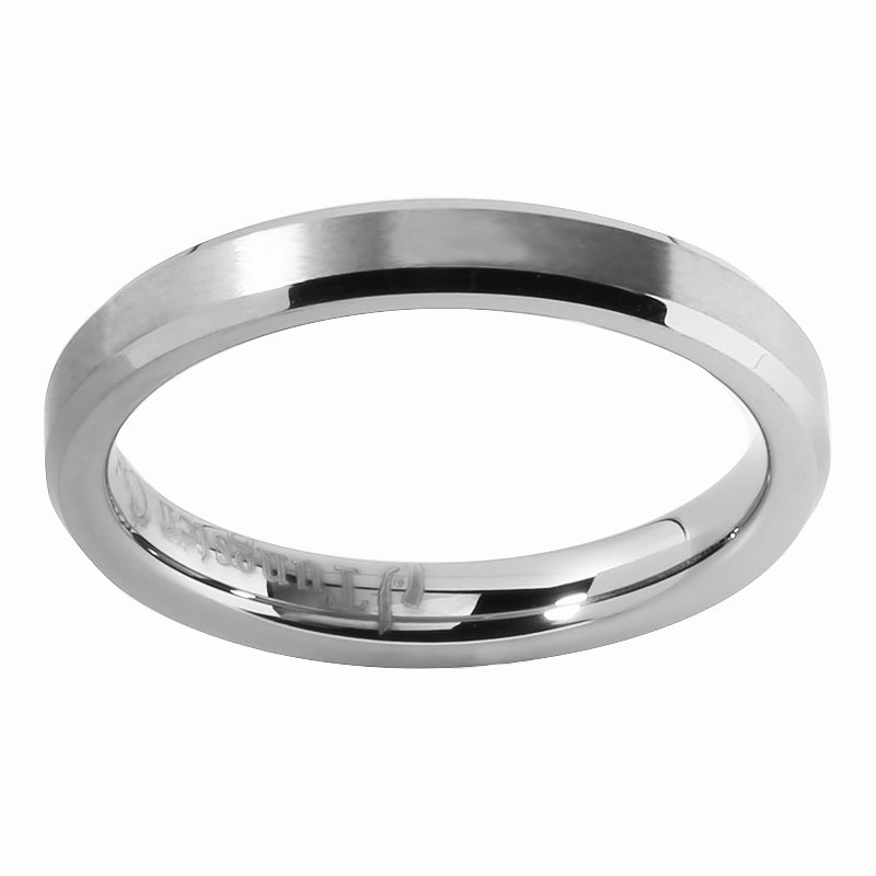 Tungsten Carbide Matte Finished Beveled Edge Wedding Ring 3mm