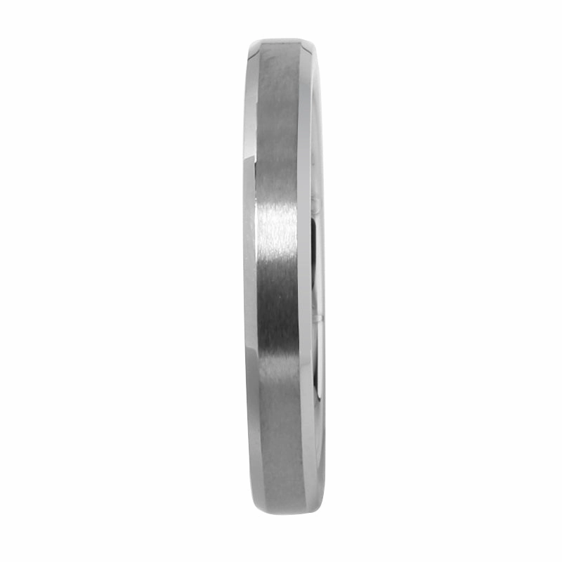 Tungsten Carbide Matte Finished Beveled Edge Wedding Ring 3mm