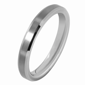 Tungsten Carbide Matte Finished Beveled Edge Wedding Ring 3mm