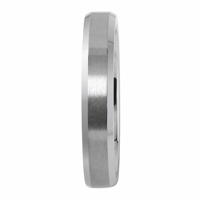 Tungsten Carbide Matte Finished Beveled Edge Wedding Ring 4mm