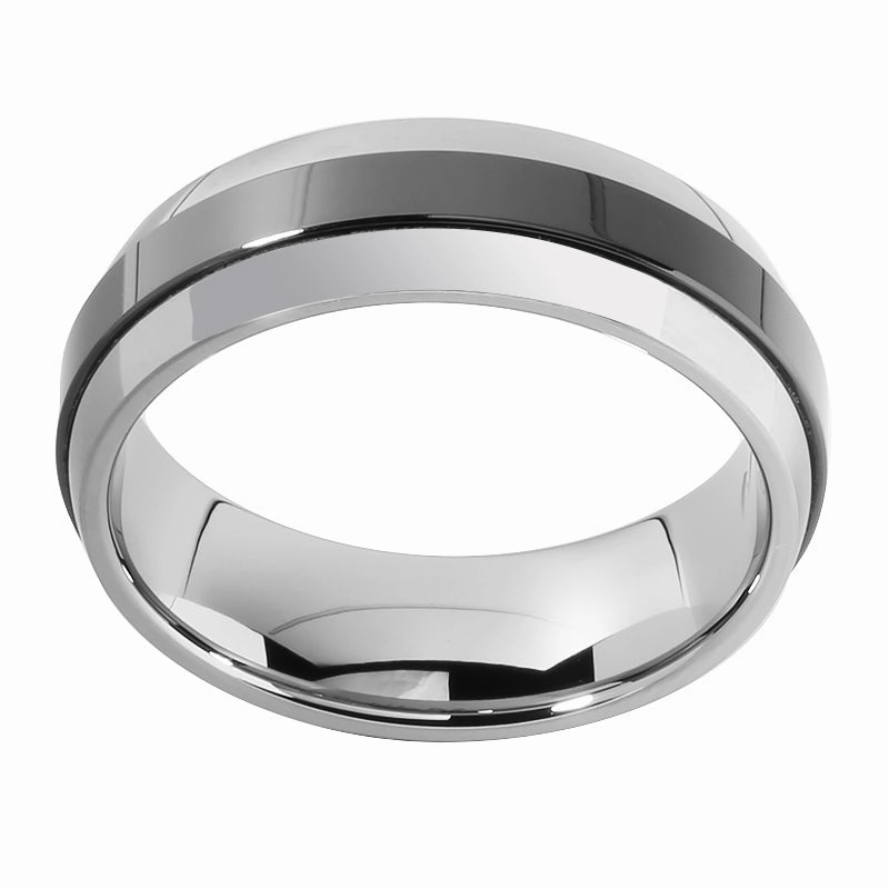 Tungsten Carbide with Black Zirconium Double Wedding Ring 7mm