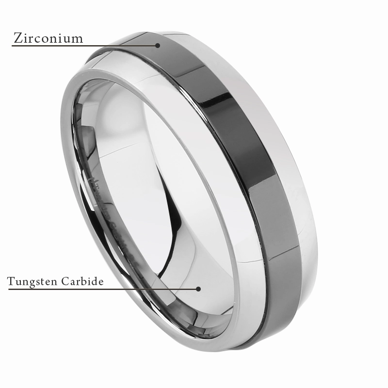 Tungsten Carbide with Black Zirconium Double Wedding Ring 7mm
