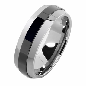Tungsten Carbide with Black Zirconium Double Wedding Ring 7mm