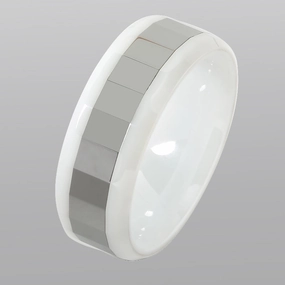 Tungsten Carbide with Diamond Cut White Zirconium Beveled Edge Wedding Ring 8mm