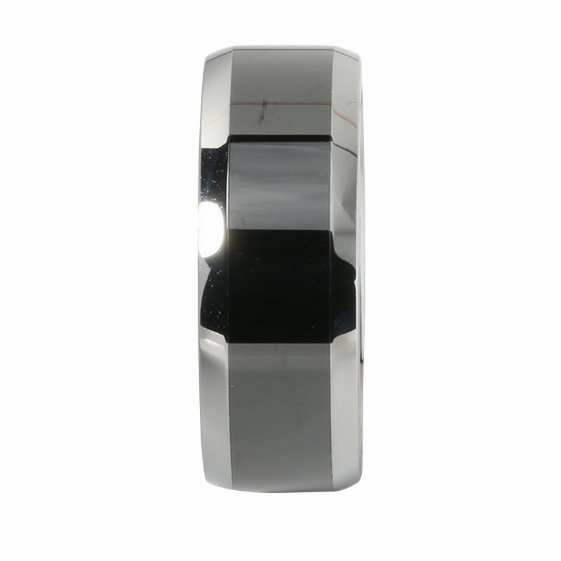 Tungsten Carbide with High Polished Black Zirconium Beveled Edge Wedding Ring 8mm