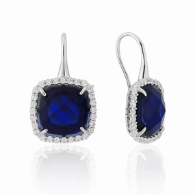 Waterford Jewellery Sterling Silver Blue and White Cubic Zirconia Earrings
