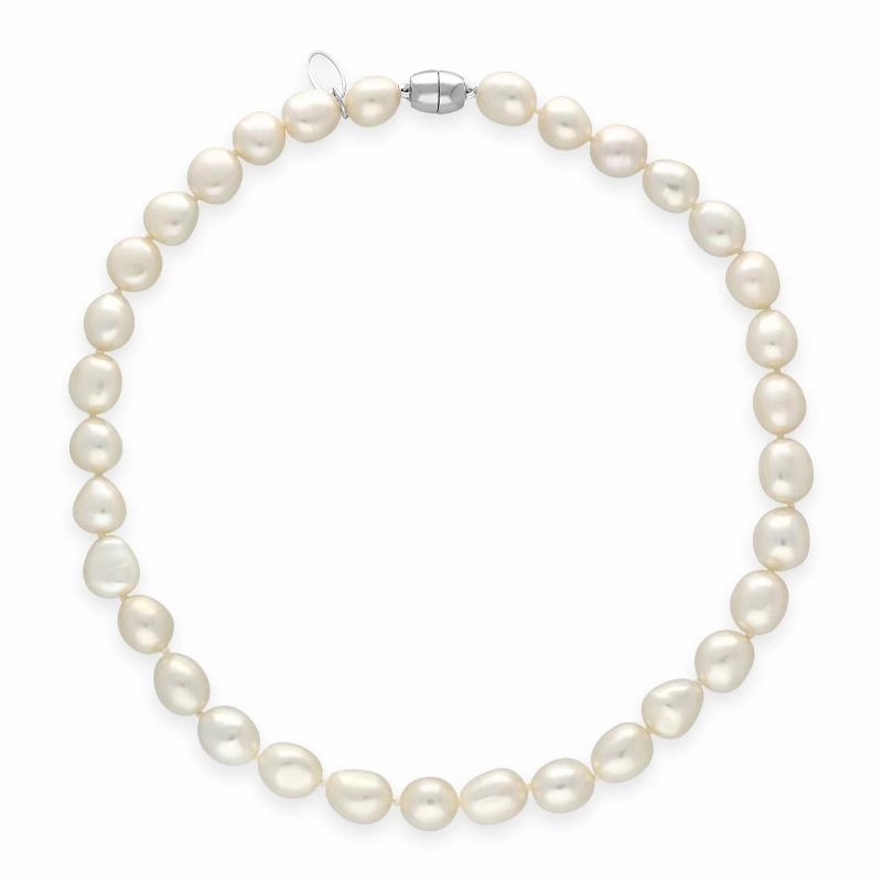 White Baroque Pearl 10mm Bead Necklace