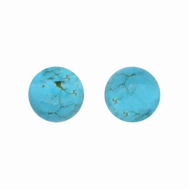 White Gold Turquoise 6mm Ball Stud Earrings
