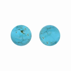 White Gold Turquoise 6mm Ball Stud Earrings