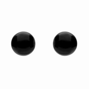 White Gold Whitby Jet 8mm Ball Stud Earrings