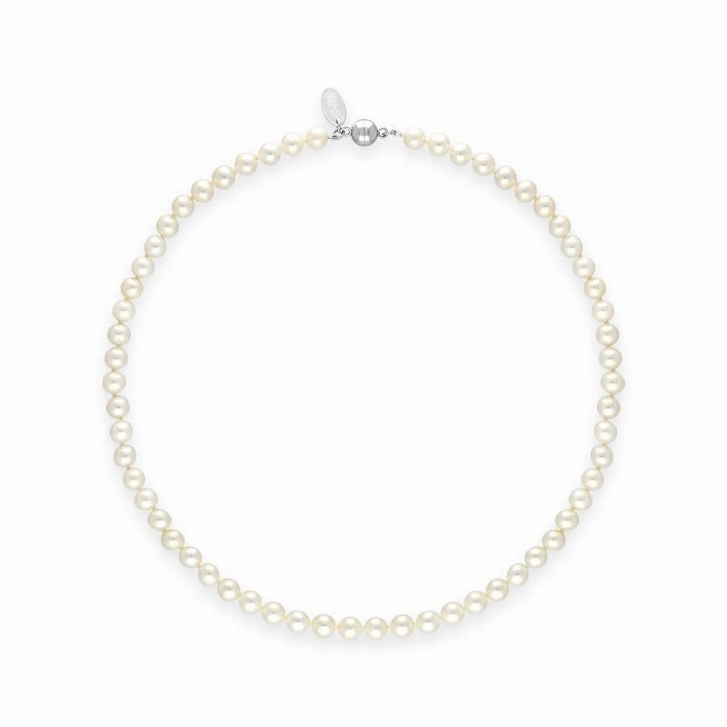 White Pearl 6mm Round Bead Necklace