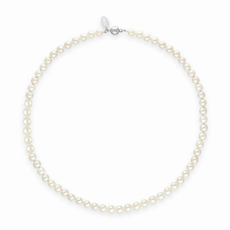 White Pearl 6mm Round Bead Necklace