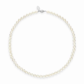 White Pearl 6mm Round Bead Necklace